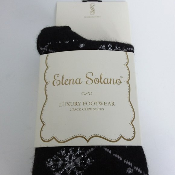 Elena Solano Luxury Crew Socks 2-pack OSFA - Picture 2 of 8